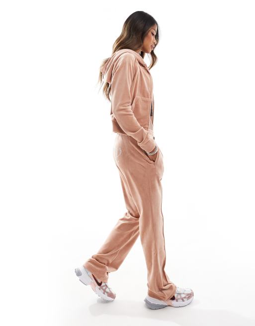 Juicy Couture - Sweat à capuche d'ensemble zippé en velours - Café, 2 de 4