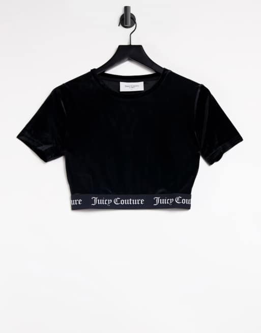 Juicy Couture - T-shirt corta da casa nera con fascia con logo in coordinato