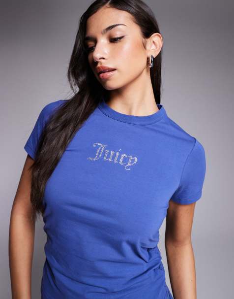 Juicy Couture - T-shirt d'ensemble ajusté avec logo à strass - Bleu - view 1
