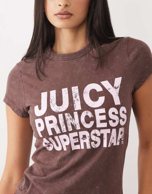 Juicy Couture t-shirt Hilton logo princesse marron et rose, 2 de 4