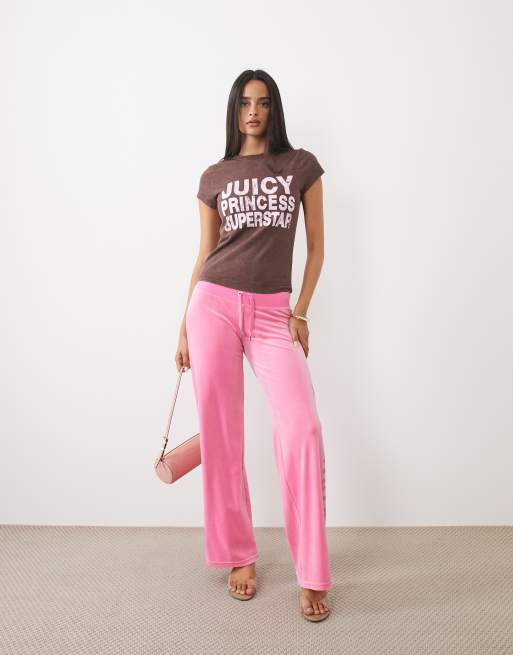 Juicy Couture t-shirt Hilton logo princesse marron et rose, 3 de 4