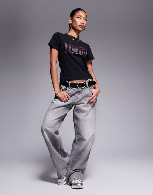 Juicy Couture – T-Shirt in Schwarz mit Strass-Logo , 3 von 4