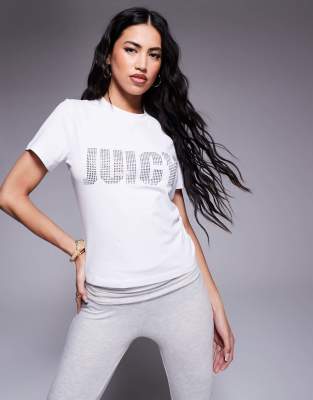 Juicy Couture - T-Shirt in Weiß mit Strasslogo