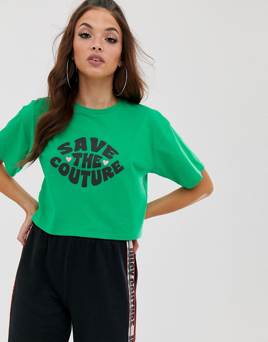 Juicy Couture - T-shirt met save the couture slogan-Groen