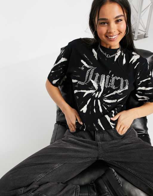 Juicy Couture T shirt met tie dye in zwart