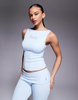 Juicy Couture - Tanktop in Blau mit Strass-Logo
