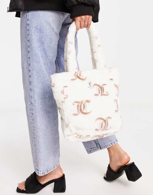 Juicy Couture - Totes i imiteret pels med monogram print i creme 