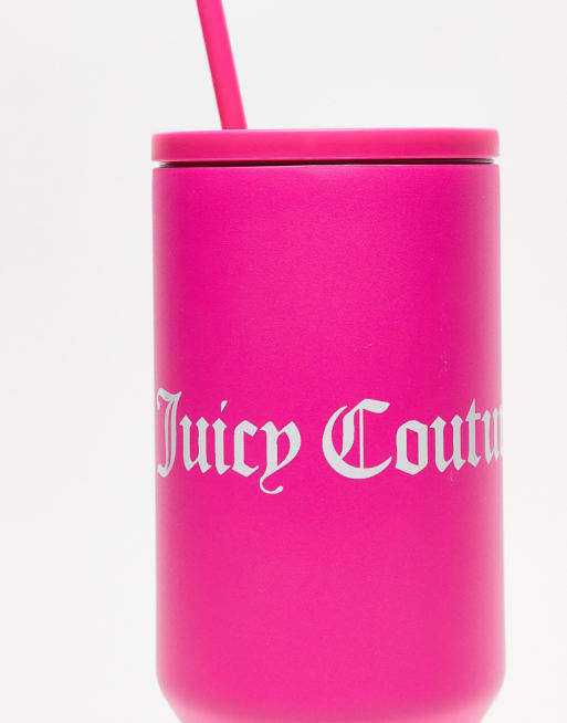 Juicy Couture – Trinkflasche aus Edelstahl in Rosa mit Logo und Strohhalm, 3 von 3