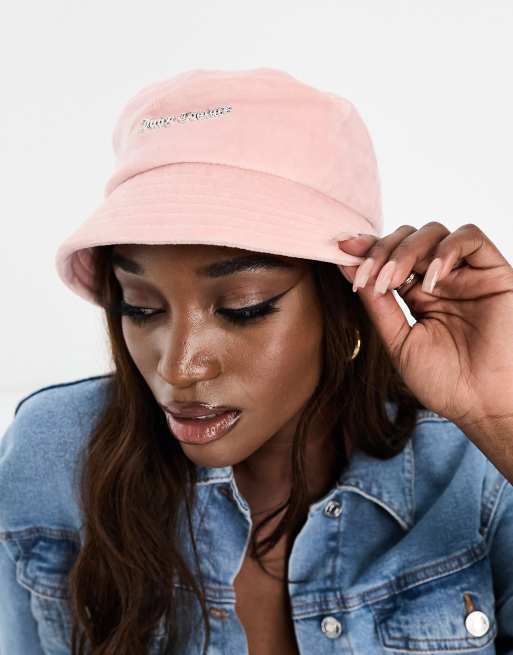 Juicy Couture velour bucket hat in pale pink