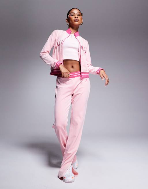 Juicy Couture velour collegiate high neck zip through sweatshirt