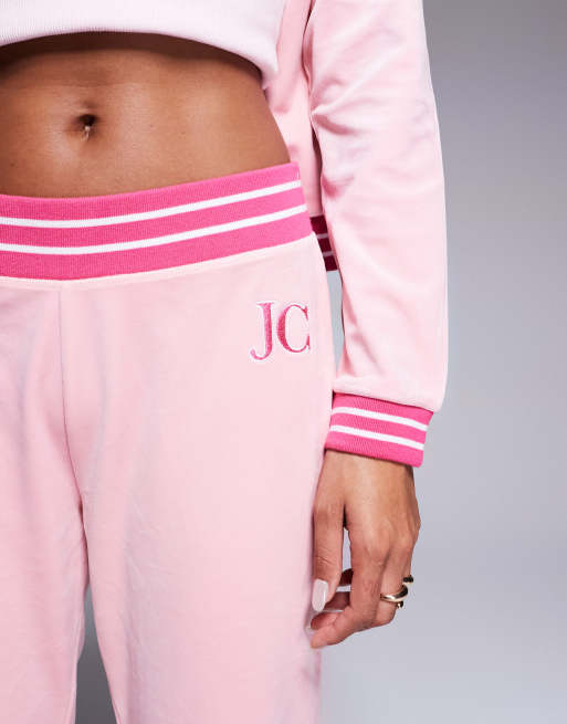 Juicy Couture velour collegiate joggers co-ord in baby pink, 3 of 5