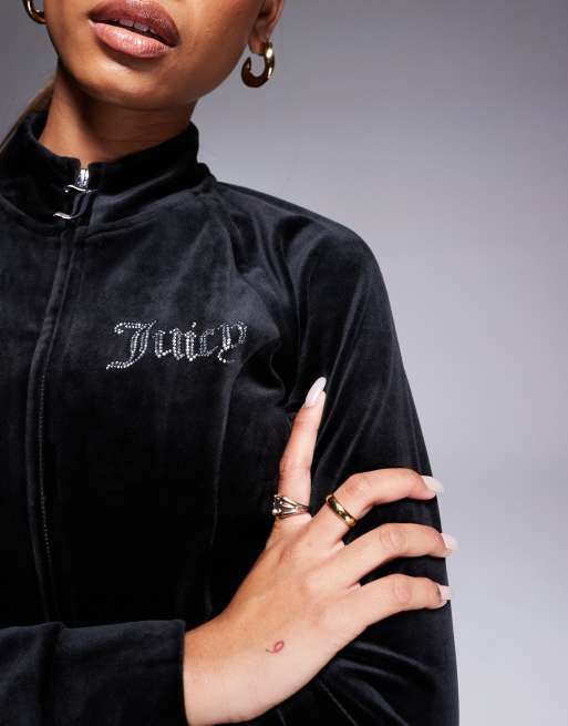 Juicy Couture velour cross corset zip through track top co-ord in