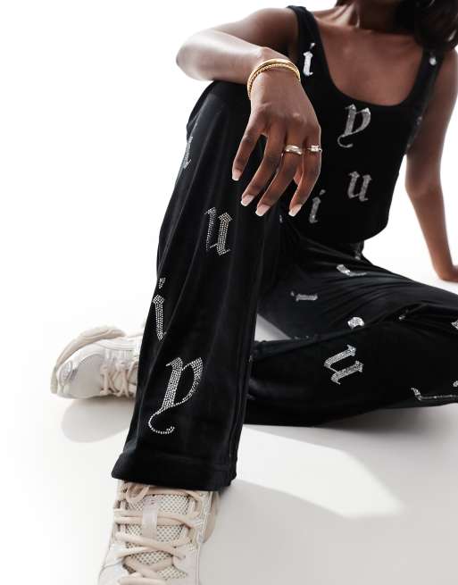 Juicy Couture velour monogram pants in black (part of a set) , 4 of 5