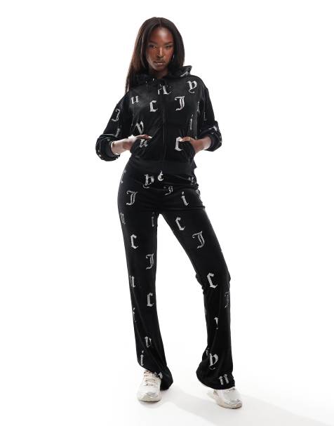 Juicy Couture velour monogram set in black - view 1