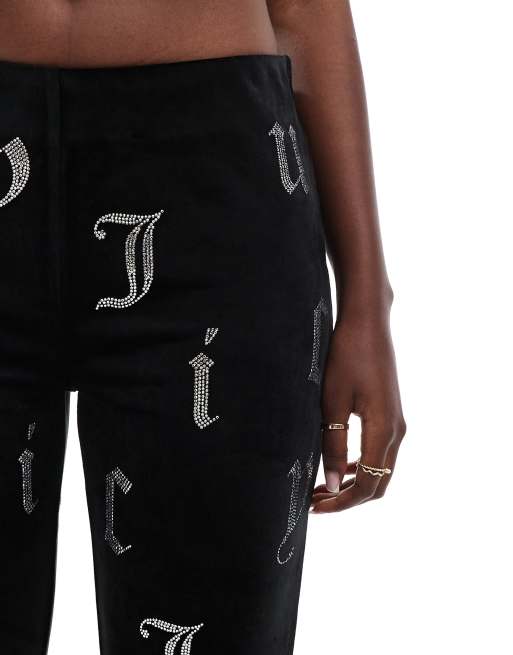 Juicy Couture velour monogram trouser co-ord in black , 3 of 5