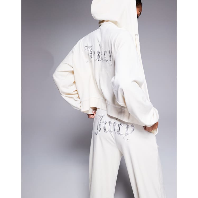 Juicy Couture velour oversized cropped zip through hoodie