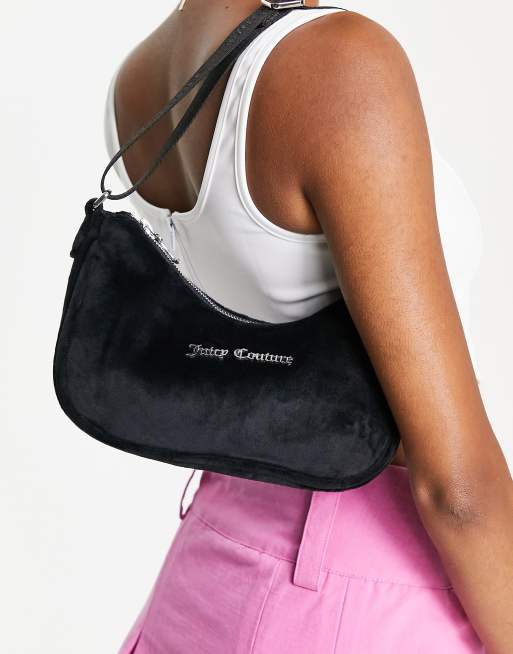 Juicy Couture velour shoulder bag in black