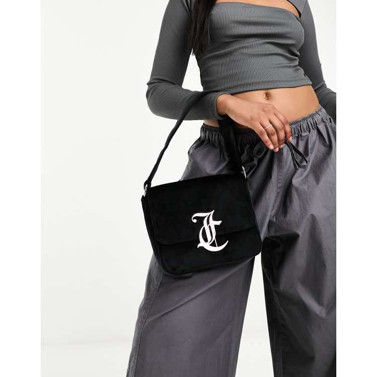 Juicy Couture velour shoulder bag in black