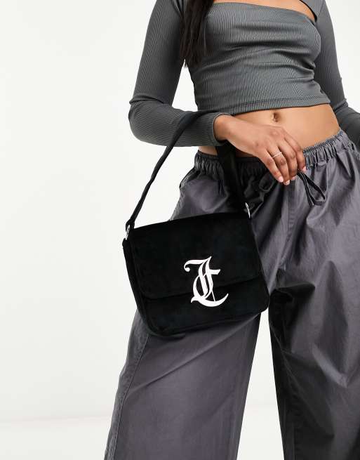 Juicy Couture velour shoulder bag in black