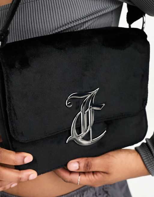 Juicy Couture velour shoulder bag in black