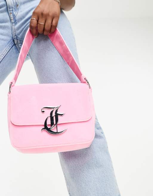 Juicy Couture velour shoulder bag in candy pink