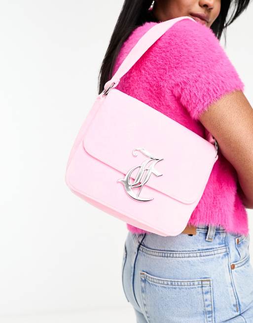 Juicy Couture velour shoulder bag in candy pink