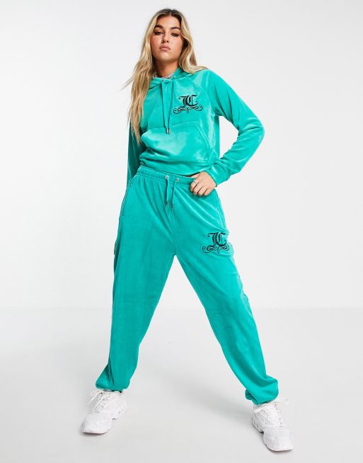 Turquoise store velour tracksuit