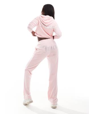 Juicy Couture Juicy Couture velour straight leg joggers co-ord in baby pink