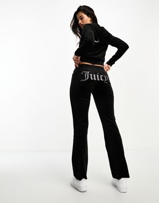 Juicy Couture co-ord velvet brief with logo in black