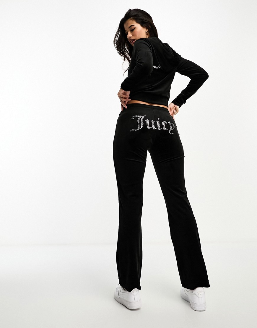 Juicy Couture velour straight leg joggers co-ord in black
