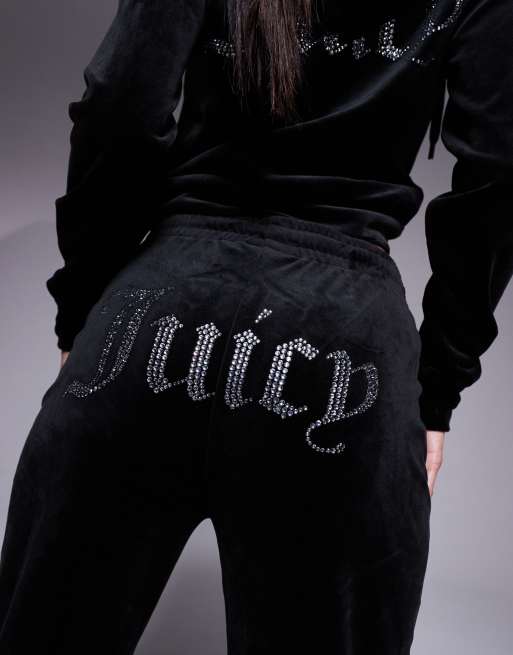 Juicy Couture velour straight leg joggers co-ord in black