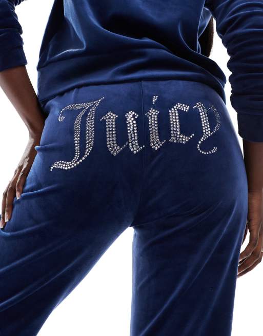Juicy Couture velour straight leg joggers co ord in dark navy