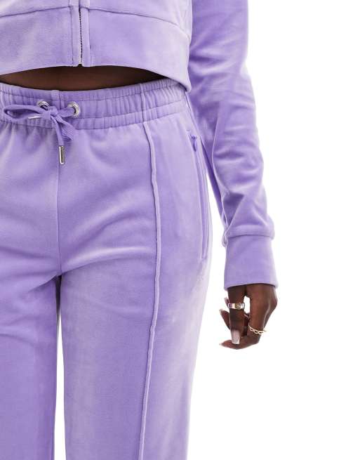 Juicy Couture velour straight leg joggers co ord in lilac ASOS