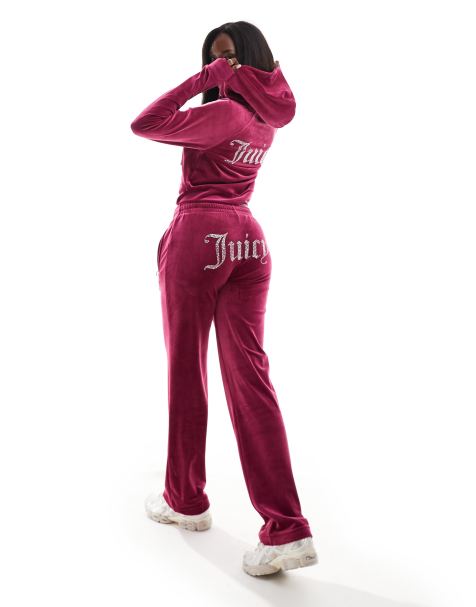 Juicy Couture velour straight leg joggers co-ord in raspberry exclusive to asos - view 1