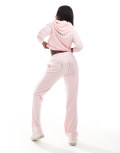 Juicy Couture velour straight leg trackies in baby pink (part of a set)