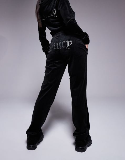 Juicy Couture velour straight leg trackies in black (part of a set) - view 1
