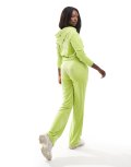 Juicy Couture velour straight leg trackies in lime green exclusive to ASOS (part of a set)