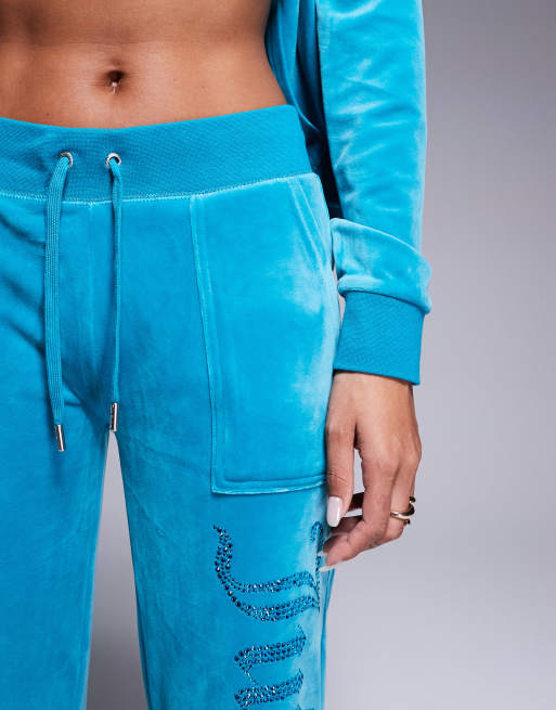 Juicy Couture velour tonal jewel low rise joggers co-ord in