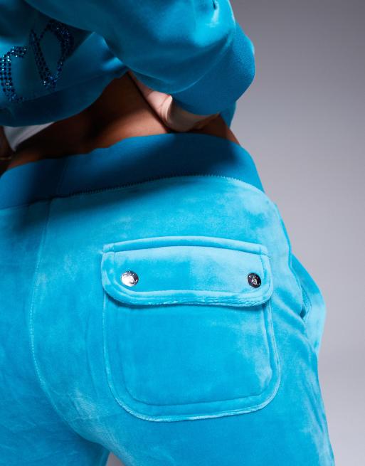 Juicy Couture velour tonal jewel low rise trackies in turquoise