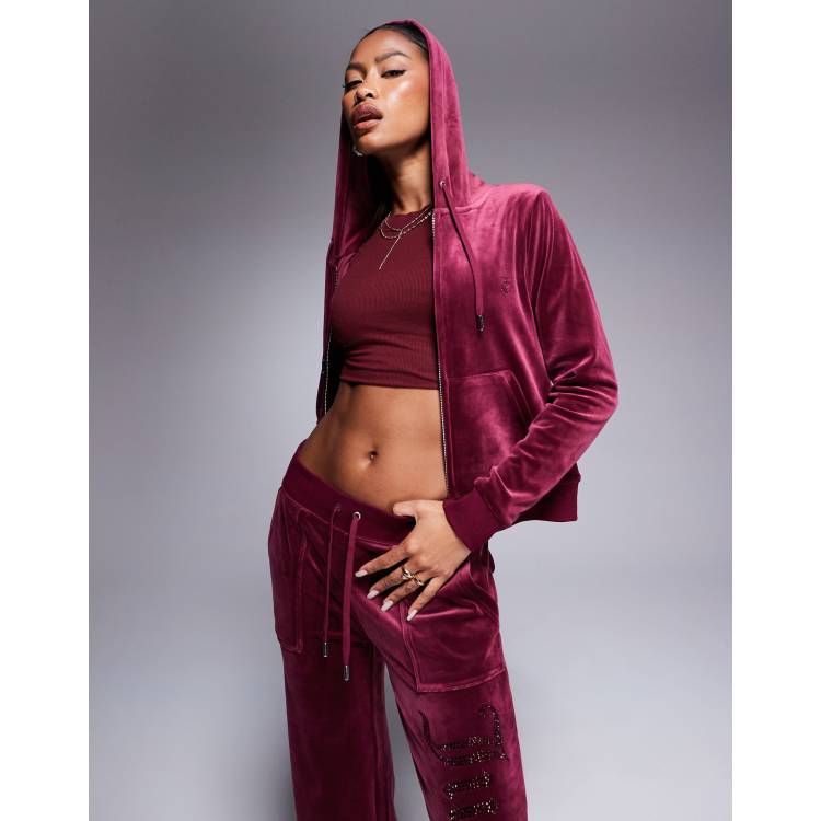 enof velour jersey zip tops ivory Juicy Couture velour tonal jewel