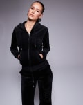 [Juicy Couture] Juicy Couture velour tonal jewel zip through hoodie in black (part of a set) XS BLACK