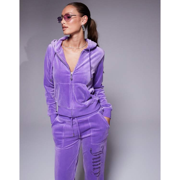 【Juicy Couture】ダイアモンドロゴ 上下セット 海外限定 Purple Buy Juicy Couture Purple Diamante & Glitter T-Shirt from
