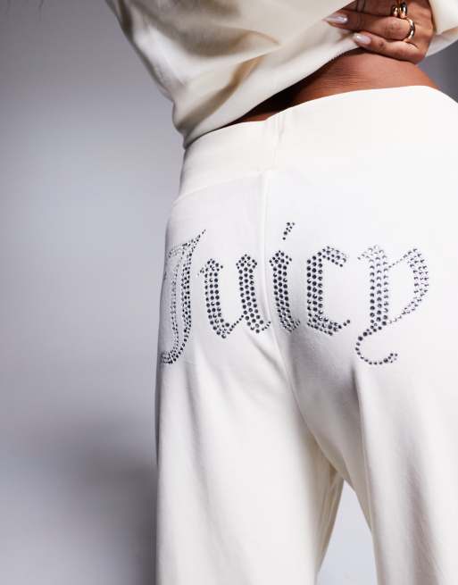 【Juicy Couture】ベロア ワイドジョガー パンツ ホワイト Juicy Couture velour wide leg joggers exclusive to ASOS in