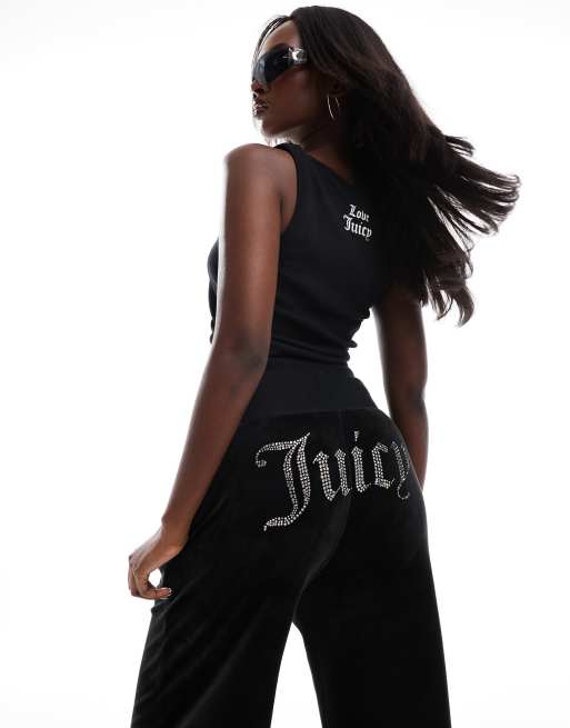 Juicy Couture velour wide leg joggers in black exclusive to ASOS ASOS