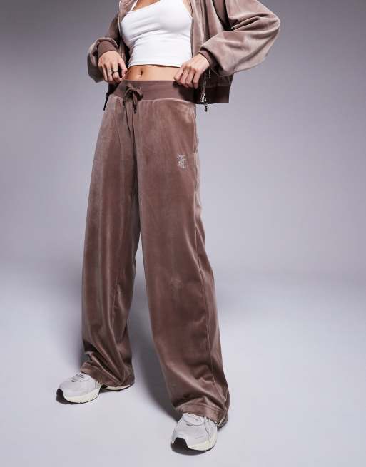 Juicy Couture◆ワイドレッグ ベロア ジョガー Latte Brown Juicy Couture velour wide leg joggers in latte brown