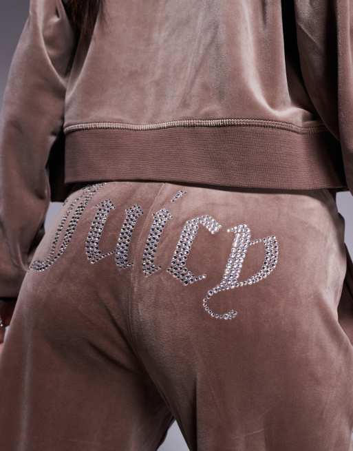 Juicy Couture◆ワイドレッグ ベロア ジョガー Latte Brown Juicy Couture velour wide leg joggers in latte brown