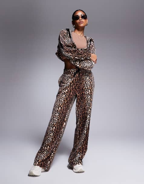 Juicy Couture velour wide leg trackies in leopard print exclusive to ASOS - view 1