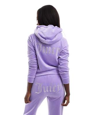 Juicy Couture velour zip through hoodie co-ord in lilac ASOS