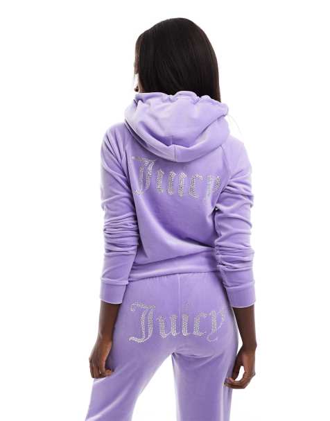 Juicy Couture velour zip through hoodie co-ord in lilac - view 1