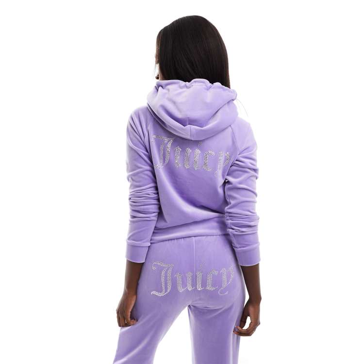 Juicy Couture velour zip through hoodie co ord in lilac